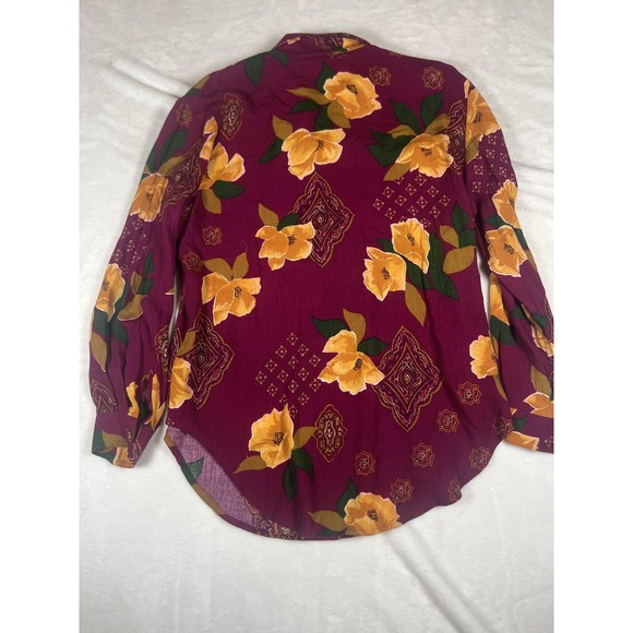 Vintage SK‎ & Company Shirt Womens Petite Small Floral Long Sleeve Button Up 90s - Picture 8 of 13